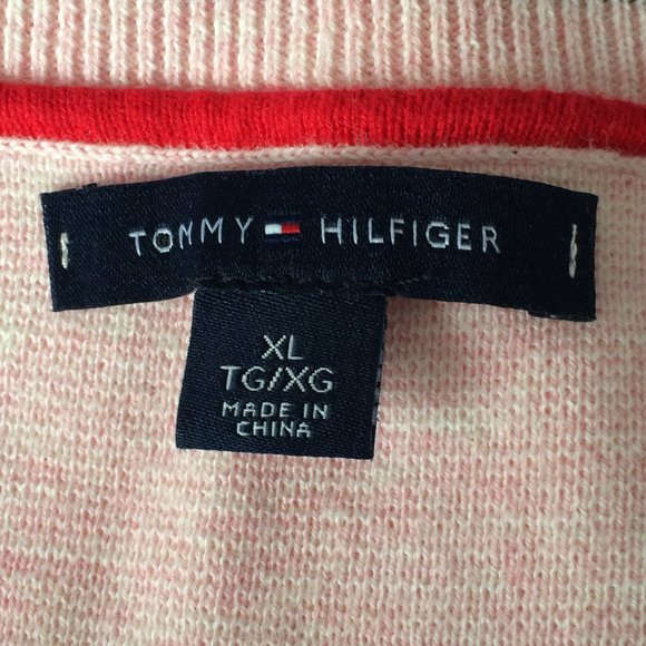 Tommy Hilfiger Womens Sweater Pullover XL Pink Large Letter H Long Sleeve - Picture 3 of 8